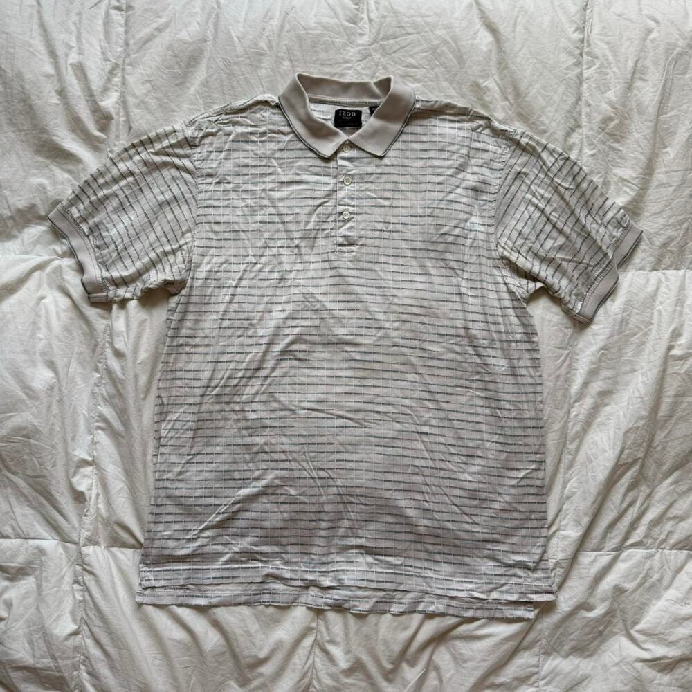 Vintage 90s Izod Golf checked polo collared short sleeve cotton shirt preppy - Picture 2 of 8